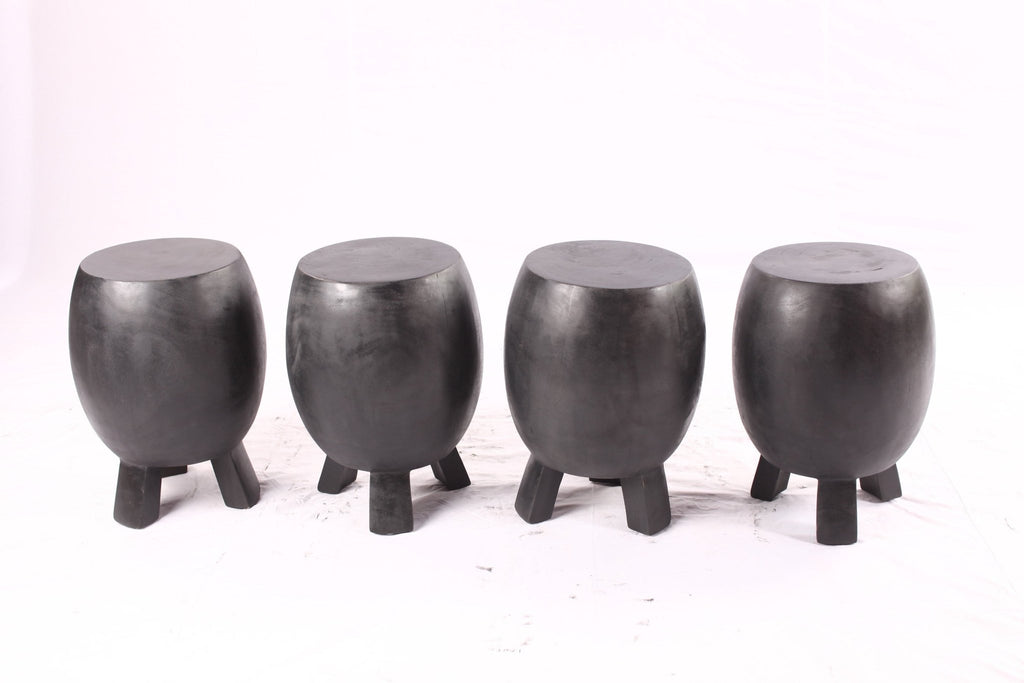 Pair of 15” Round Black Drum Accent Table - Dyag East