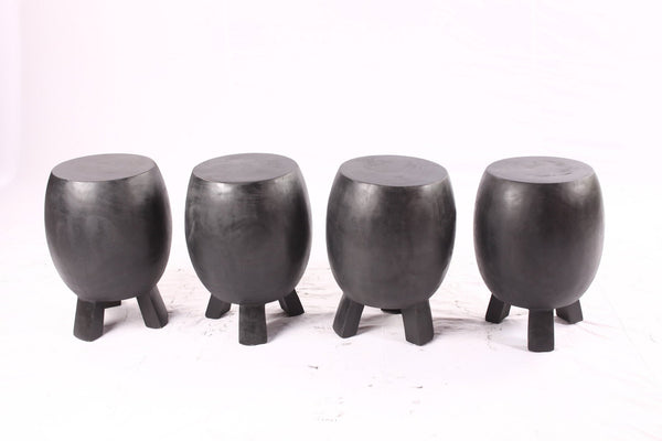 Pair of 15” Round Black Drum Accent Table - Dyag East