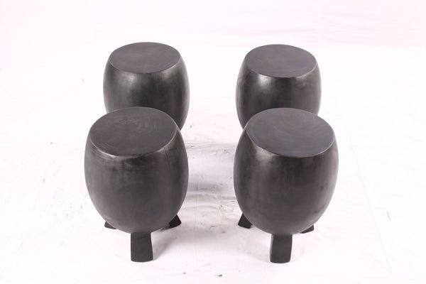 Pair of 15” Round Black Drum Accent Table - Dyag East