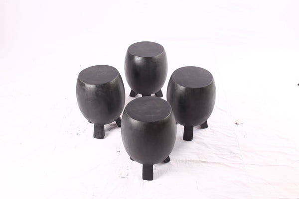 Pair of 15” Round Black Drum Accent Table - Dyag East