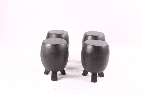 Pair of 15” Round Black Drum Accent Table - Dyag East