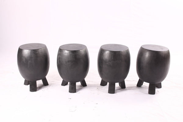 Pair of 15” Round Black Drum Accent Table - Dyag East