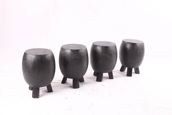 Pair of 15” Round Black Drum Accent Table - Dyag East