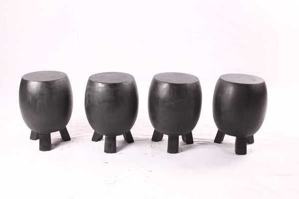 Pair of 15” Round Black Drum Accent Table - Dyag East
