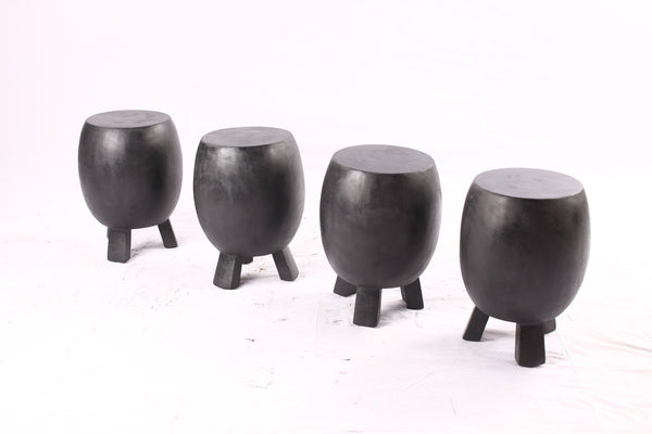 Pair of 15” Round Black Drum Accent Table - Dyag East