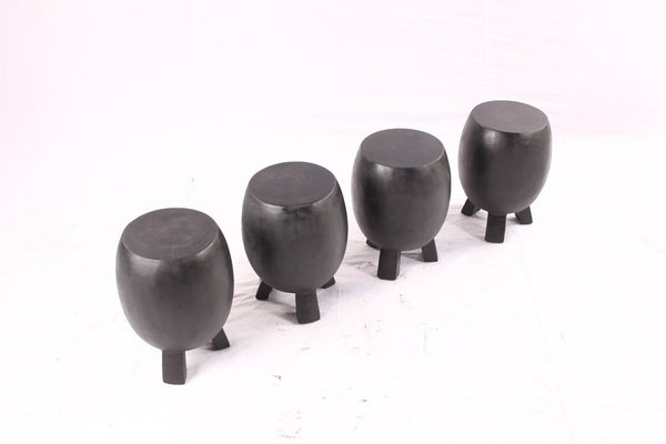 Pair of 15” Round Black Drum Accent Table - Dyag East