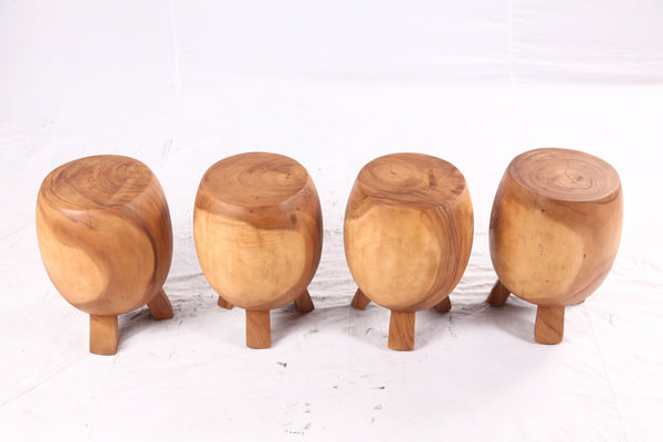 Pair of 15” Round Natural Wood Drum Accent Table - Dyag East
