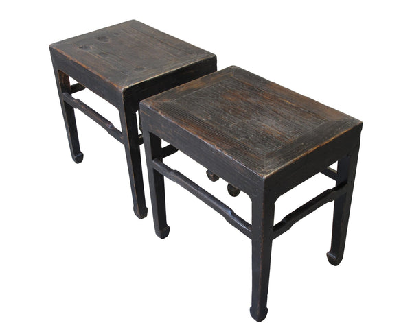 Pair of 19th Century Black Lacquered Side Tables - Dyag East