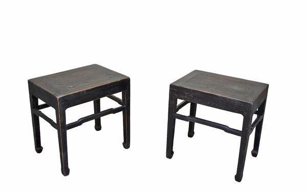 Pair of 19th Century Black Lacquered Side Tables - Dyag East