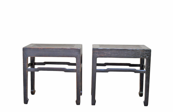Pair of 19th Century Black Lacquered Side Tables - Dyag East