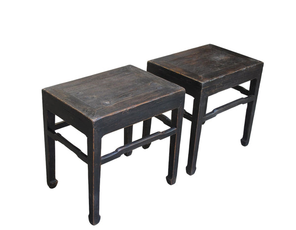 Pair of 19th Century Black Lacquered Side Tables - Dyag East
