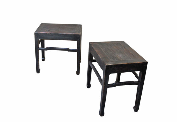 Pair of 19th Century Black Lacquered Side Tables - Dyag East