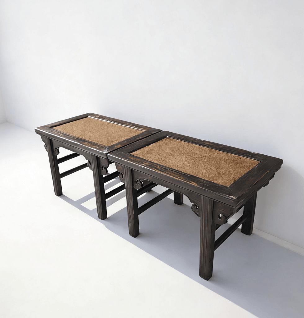 Pair of 19th Century Side Tables with Woven Tops - Dyag East