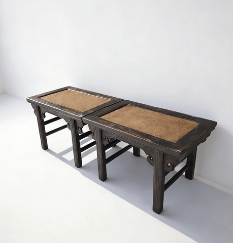 Pair of 19th Century Side Tables with Woven Tops - Dyag East