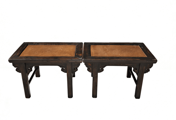 Pair of 19th Century Side Tables with Woven Tops - Dyag East