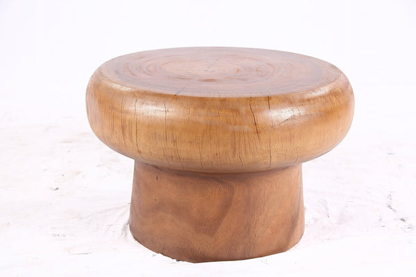 Pair of 25” Round Brown Suar Accent Table - Dyag East