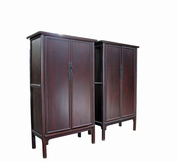 Pair of 83" Tall Large Ming Style Wardrobe Armoire - Dyag East