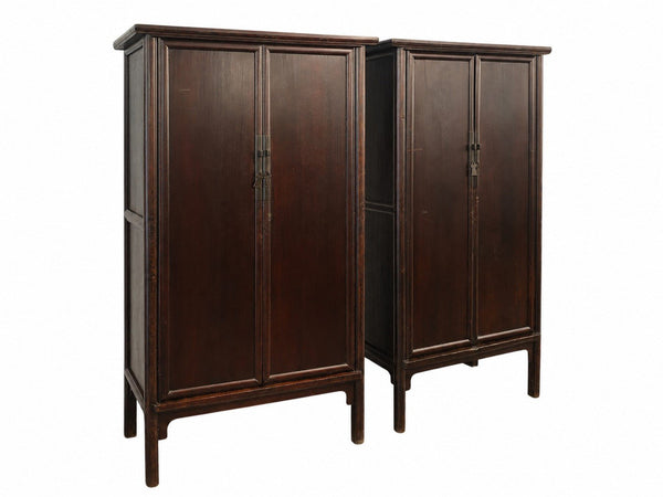 Pair of 83" Tall Large Ming Style Wardrobe Armoire - Dyag East