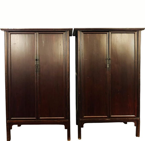 Pair of 83" Tall Large Ming Style Wardrobe Armoire - Dyag East