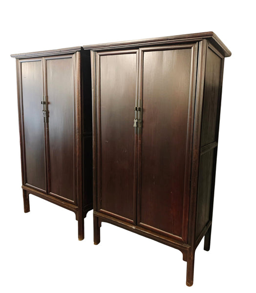Pair of 83" Tall Large Ming Style Wardrobe Armoire - Dyag East