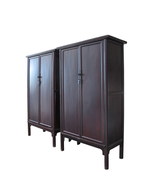 Pair of 83" Tall Large Ming Style Wardrobe Armoire - Dyag East