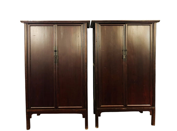 Pair of 83" Tall Large Ming Style Wardrobe Armoire - Dyag East