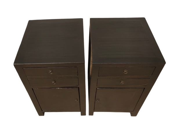 Pair of Antique Black Night Stand or Accent Cabinets or Side Table - Dyag East