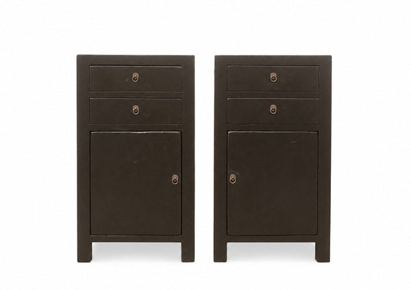 Pair of Antique Black Night Stand or Accent Cabinets or Side Table - Dyag East