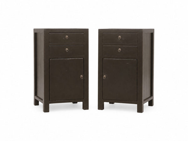 Pair of Antique Black Night Stand or Accent Cabinets or Side Table - Dyag East