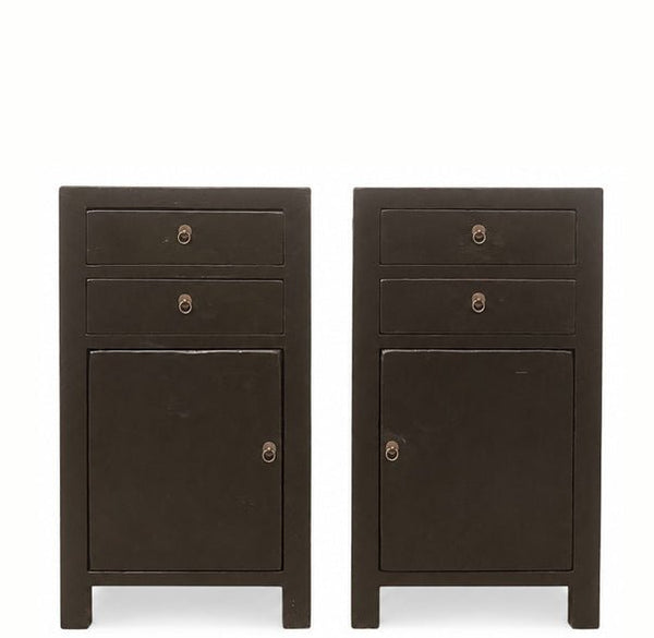 Pair of Antique Black Night Stand or Accent Cabinets or Side Table - Dyag East