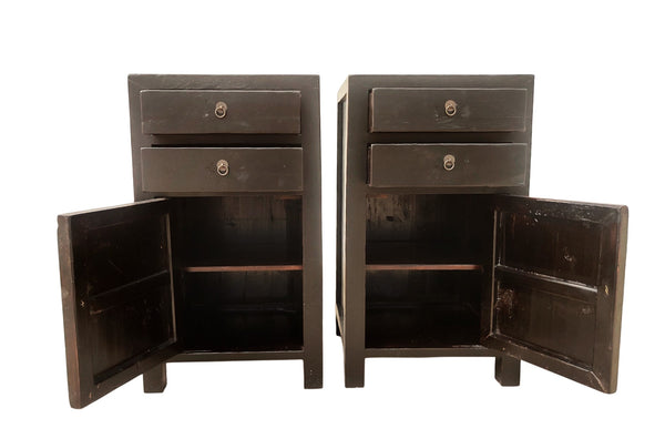 Pair of Antique Black Night Stand or Accent Cabinets or Side Table - Dyag East