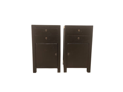 Pair of Antique Elm Accent Cabinets - Dyag East