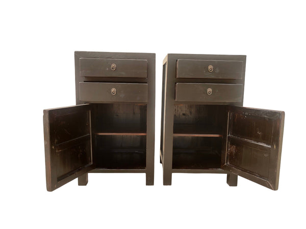 Pair of Antique Elm Accent Cabinets - Dyag East