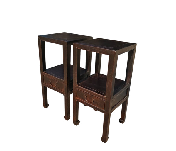 Pair of Antique Open-Shelf Accent Tables or Night Stand or Side Table - Dyag East
