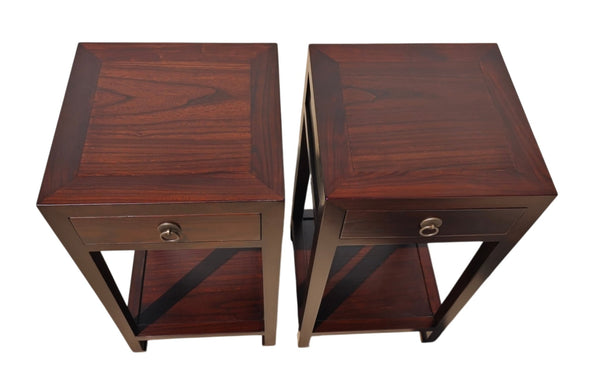 Pair of Asian Elm Accent Tables - Dyag East