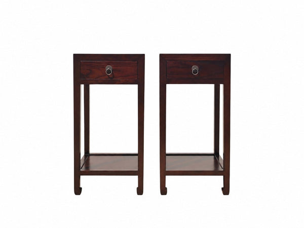 Pair of Asian Elm Accent Tables - Dyag East