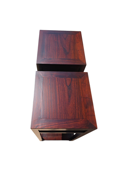 Pair of Chinese Elm Accent Tables with Drawer - Dyag East