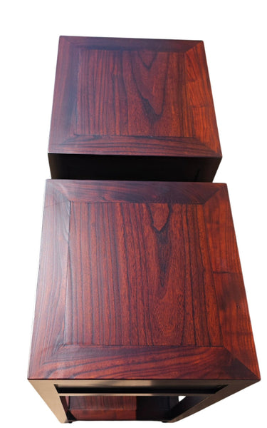 Pair of Chinese Elm Accent Tables with Drawer - Dyag East