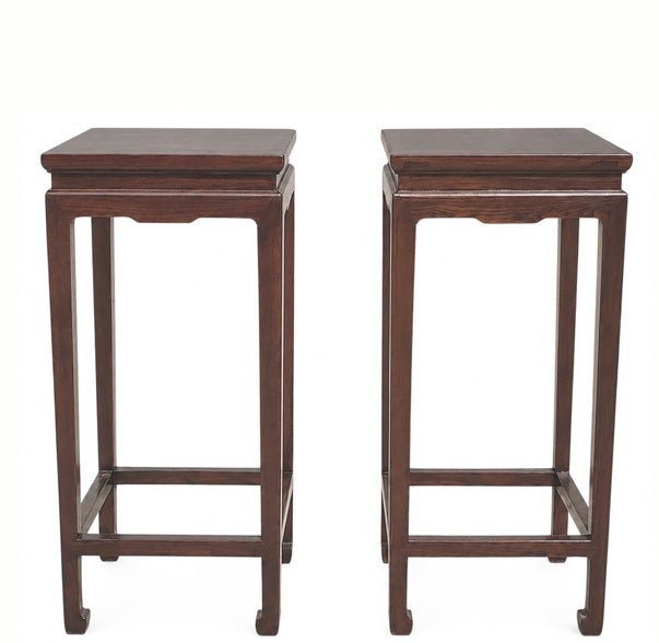 Pair of Chinese Elm Square Top Accent Tables - Dyag East