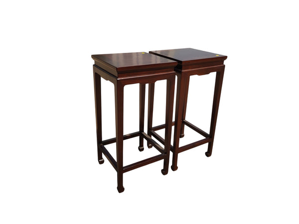 Pair of Chinese Elm Square Top Accent Tables - Dyag East