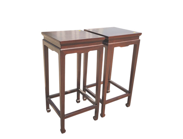 Pair of Chinese Elm Square Top Accent Tables - Dyag East