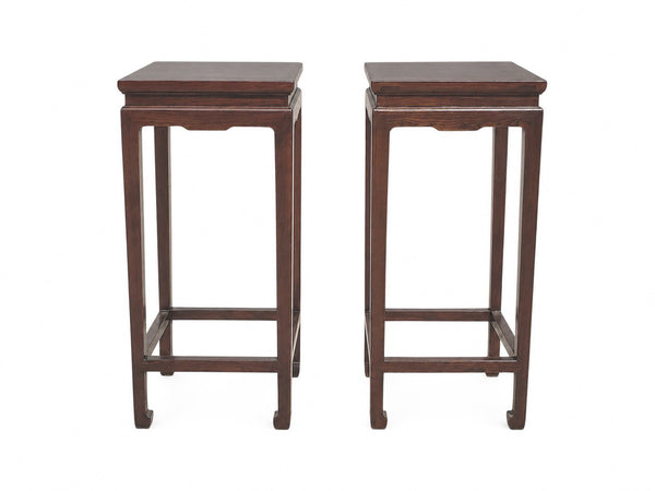 Pair of Chinese Elm Square Top Accent Tables - Dyag East