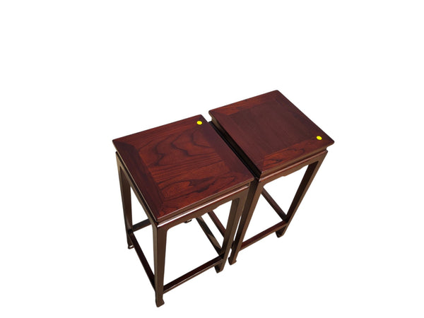 Pair of Chinese Elm Square Top Accent Tables - Dyag East