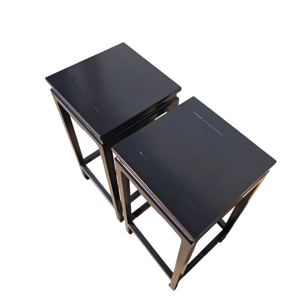 Pair of Elm Wood Side Tables - Dyag East