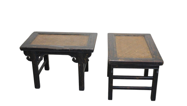 Pair of Rattan Top Side Tables - Dyag East