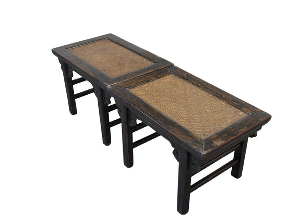Pair of Rattan Top Side Tables - Dyag East