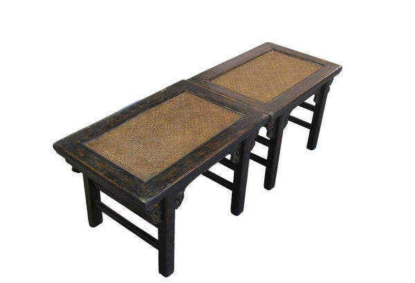 Pair of Rattan Top Side Tables - Dyag East