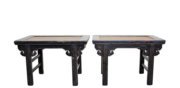 Pair of Rattan Top Side Tables - Dyag East