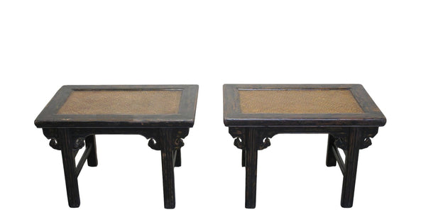 Pair of Rattan Top Side Tables - Dyag East