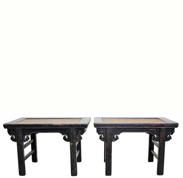 Pair of Rattan Top Side Tables - Dyag East